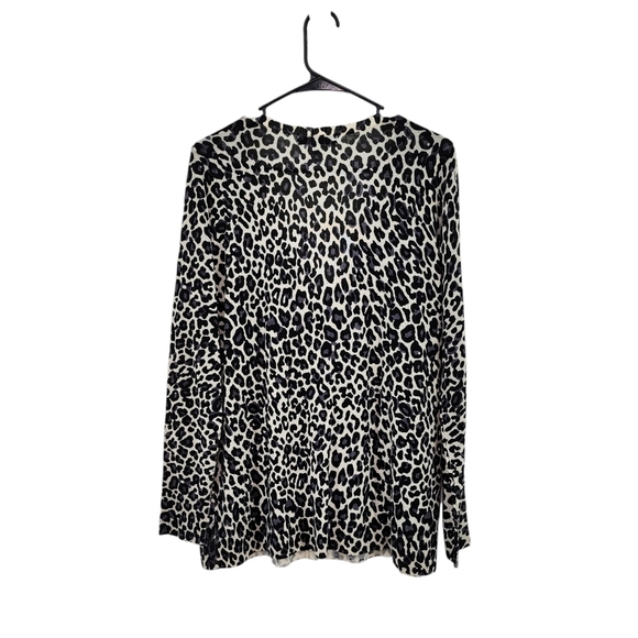 Sejour Women's 100% Merino Wool Animal Print Cardigan Sweater  - 0X - Picture 5 of 6